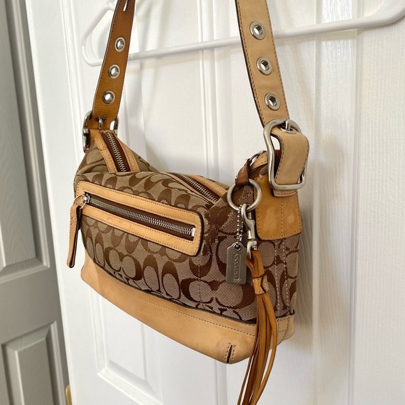 Vintage Coach Brown and Tan Mini Shoulder Bag - Picture 3 of 6